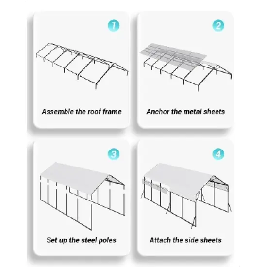 GustoWave 13'x26' Heavy Duty Steel Carport for All Weather Sedans, Bass Boats, Motos, ATVs, and SUVs image {5}