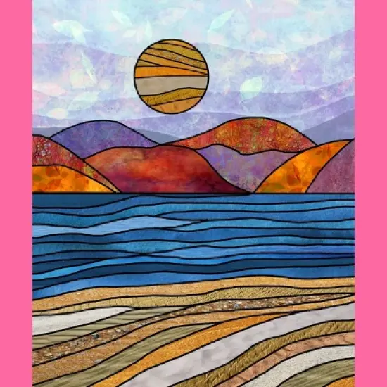 Women's Design By Humans Beach Landscape Stain Glass By Maryedenoa Racerback Tank Top image {1}