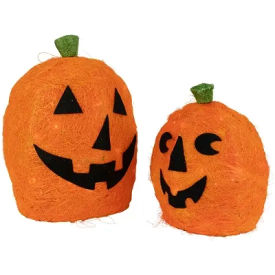Northlight Lighted Sisal Jack O' Lanterns Outdoor Halloween Decorations - Set of 2 image {4}