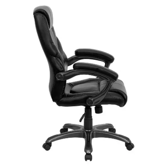 Emma and Oliver High Back LeatherSoft Executive Ergonomic Office Chair-Arms image {7}