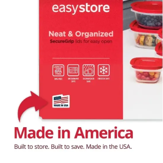 Rubbermaid 10pc Easy Store Square and Round Food Storage Container Set Red image {3}