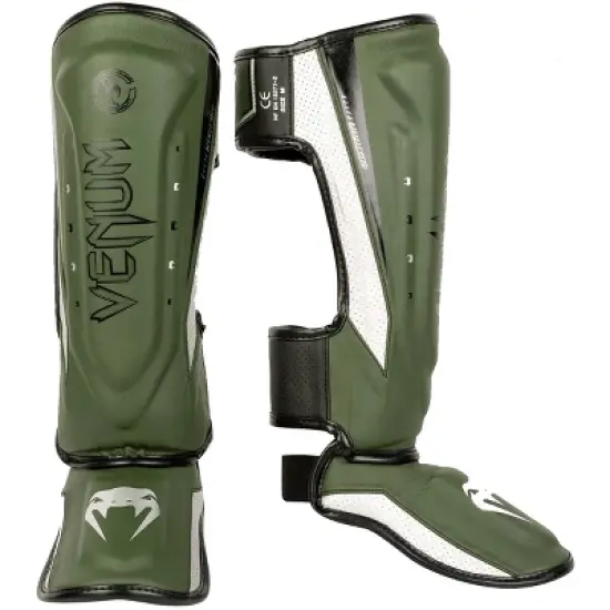 Venum Elite Evo Protective Shin Instep Guards - Khaki/Silver image {4}