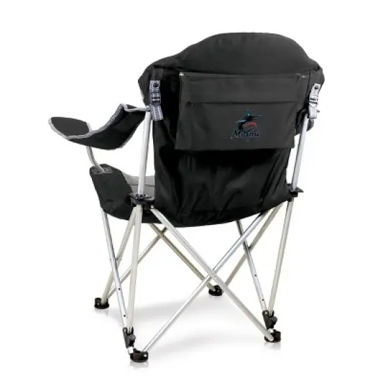 MLB Miami Marlins Reclining Camp Chair - Black with Gray Accents image {3}