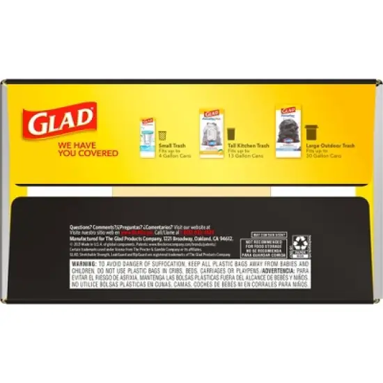 Glad ForceFlex + Large Drawstring Black Trash Bags - 30 Gallon - 68ct image {5}