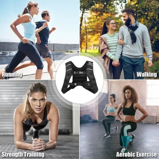 Costway 16LBS Workout Weighted Vest W/Mesh Bag Adjustable Buckle Sports Fitness Training image {7}