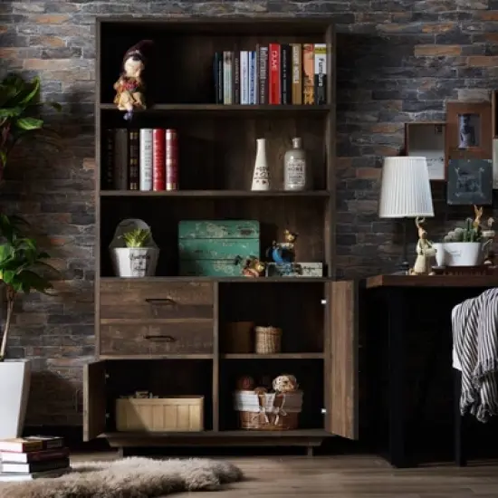 69.8" Tappan Bookcase with Cabinet Reclaimed Oak - HOMES: Inside + Out image {5}