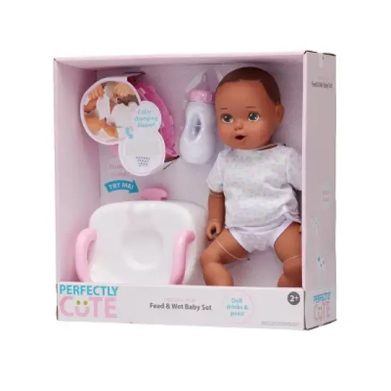 Perfectly Cute Feed & Wet 14" Baby Set - Brunette with Brown Eyes image {3}