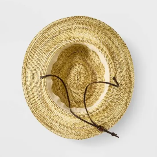 Men's Marled Straw Panama Hat with Chin Strap - Goodfellow & Co&trade; Cream image {2}