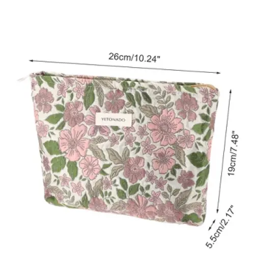 Unique Bargains Portable Floral Makeup Bag 1 Pc image {1}
