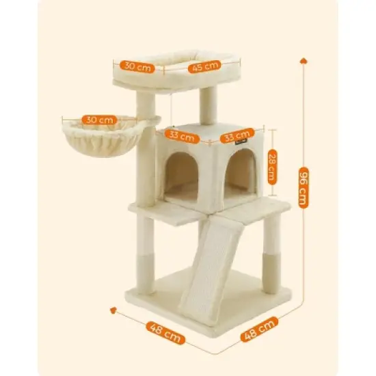 Feandrea Cat Tree, Small Cat Tower, Cat Condo, Kitten Activity Center with Scratching Post, Basket, Cave image {2}