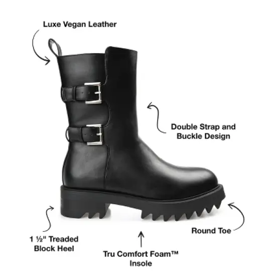 Journee Collection Womens Yasmine Almond Toe Block Heel High Ankle Booties image {7}