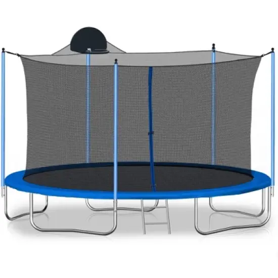 DSVIMOY Trampoline, Kids&Adults Trampoline with Heighten Net, Indoor Outdoor Recreational Trampoline, Blue, 141.7"*141.7"*100.4" image {5}