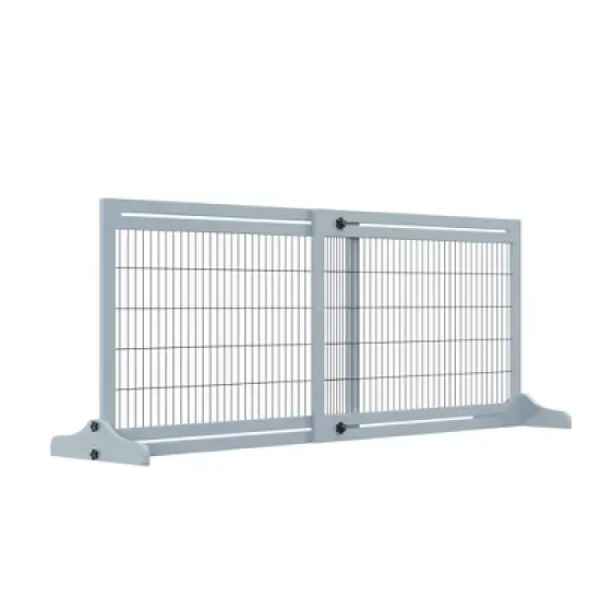 PawHut 72" W x 27.25" H Extra Wide Freestanding Pet Gate with Adjustable Length Dog, Cat, Barrier for House, Doorway, Hallway image {6}