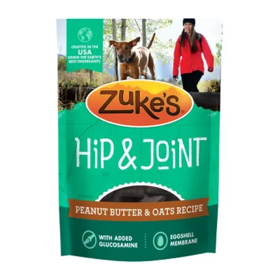 Zukes Hip & Joint Support Soft Chews Peanut Butter & Oats Flavor Training Dog Treats - 6oz image {2}