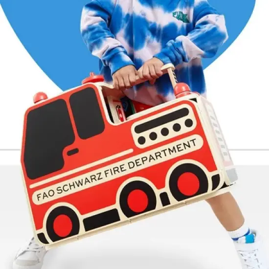 FAO Schwarz Rescue Responders Wooden Fire Station Playset - 21pcs image {7}