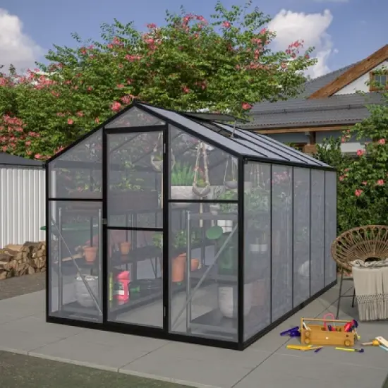 CAVINAS 6x8 ft Polycarbonate Greenhouse with Raised Base and Anchor Aluminum Heavy Duty Walk-in Greenhouses for Backyard image {1}