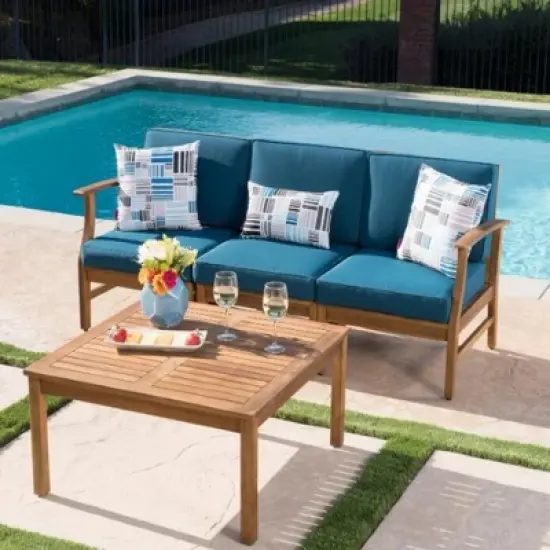 INFURNIC Patio Seating Sets Modern Outdoor Furniture Set Featuring Unique Design,Perfect for Gardens, Living Spaces, Blue, 75.75"*28.25"*33" image {5}