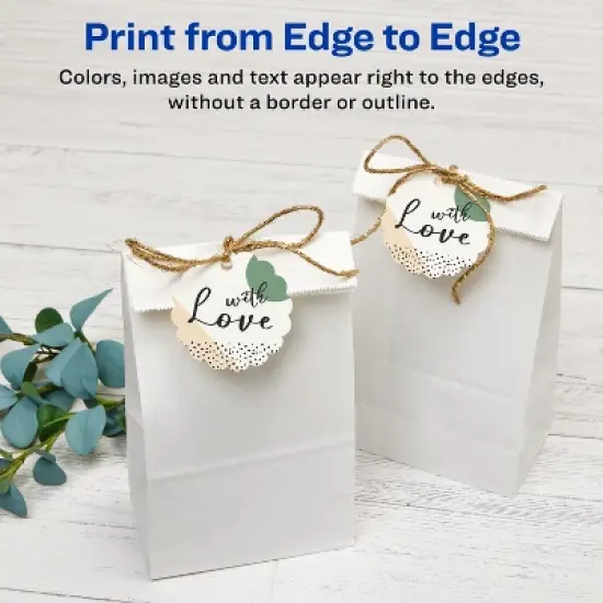 Avery Printable Blank Scallop Round Gift Tags with Sure Feed, 2.5" Diameter, Textured White, 90 Customizable Tags (80511) image {3}