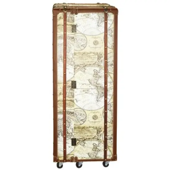 Design Toscano Italian-Style World Map Cocktail Bar Steamer Trunk image {7}