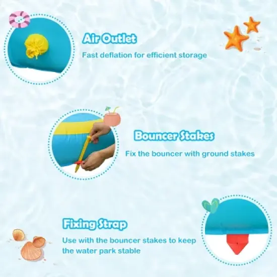 Costway Inflatable Mighty Water Park Bouncy Splash Pool Climbing Wall w/ 735W Blower image {6}