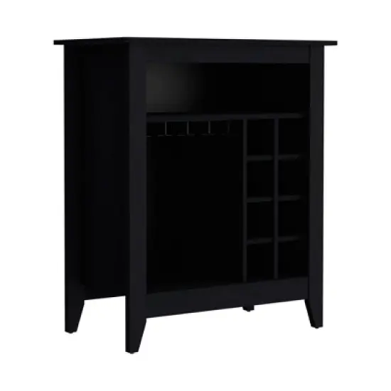 Gulches Black Wengue Bar Cabinet with 8 Wine Cubicles 4.8''H x 4.4''W, Interior Shelf and 37.12'' Superior Top image {5}