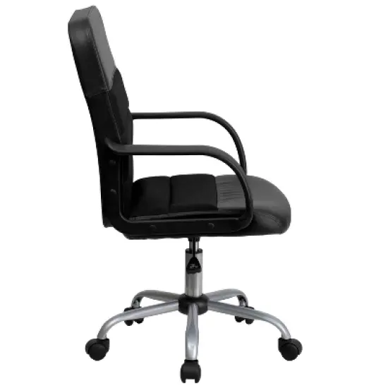 Swivel Task Chair Black Leather/Mesh - Flash Furniture image {12}