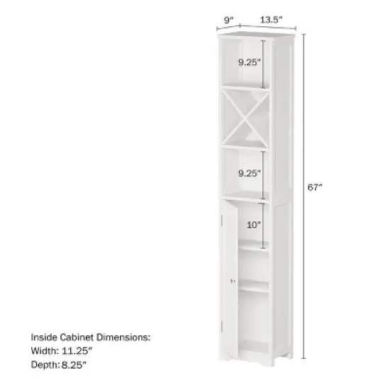 Linen Tower Tall Storage Cabinet White - Hastings Home image {1}