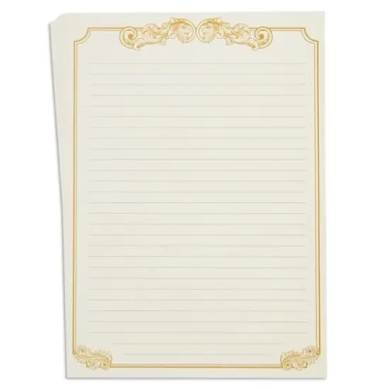 Paper Junkie 90 Pieces Stationery Set (60 Vintage-Style Paper Sheets + 30 Envelopes),Gold Border Letter Writing Paper image {7}