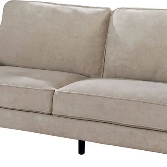 Fabric Upholstered Sofa with Tapered Angled Legs Beige - Benzara image {2}