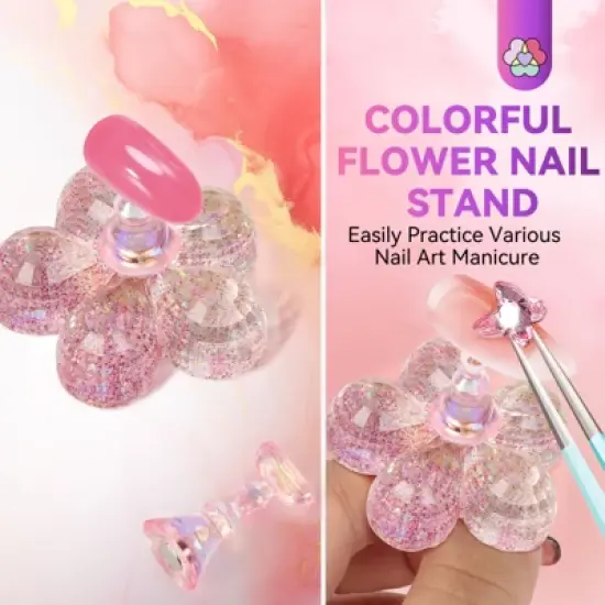 SAVILAND Pro Press-On Training Kit - 11 Stands w/40 Adhesive Balls & Magnets Salon System.(Cranberry) image {4}