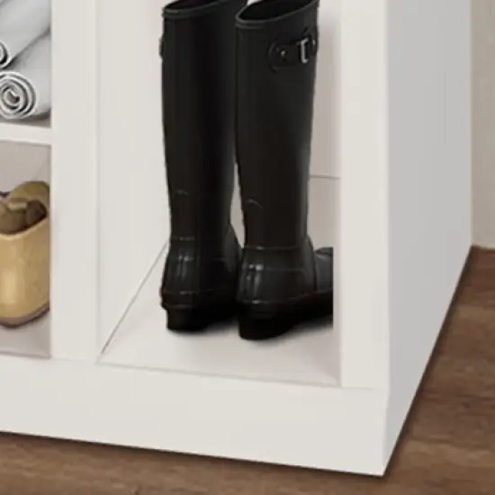 Multi-Functional Coat Rack with Shoe Storage and Nightstand, Sturdy Wood Entryway Organizer for Small Spaces image {5}