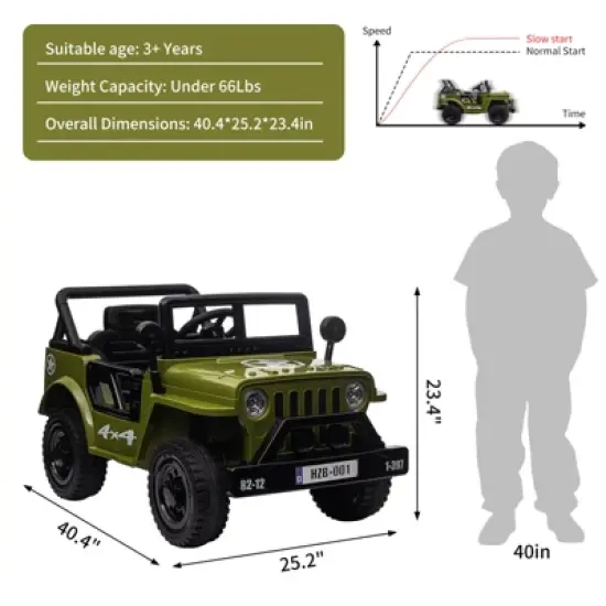 12V Kids Ride On Truck Car with Remote Control, Spring Suspension, Various Speeds, LED Lights, Music, and Safety Belt, Electric Ride On Car Toys image {3}