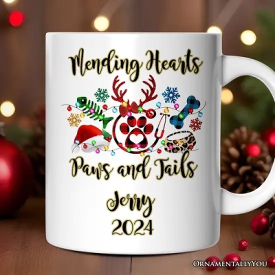 Pet Themed Buffalo Plaid Veterinarian Christmas Mug, Animal Owner Gift (Non-Custom Only)| OrnamentallyYou image {3}