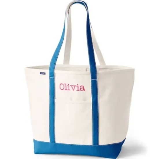 Lands' End Open Top Long Handle Canvas Tote Bag image {4}