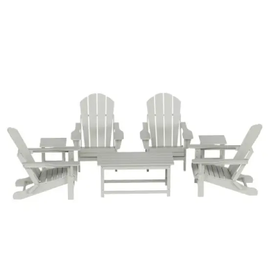 WestinTrends 7 Piece Set Outdoor Folding Adirondack Chairs with Coffee Table Side Table image {20}