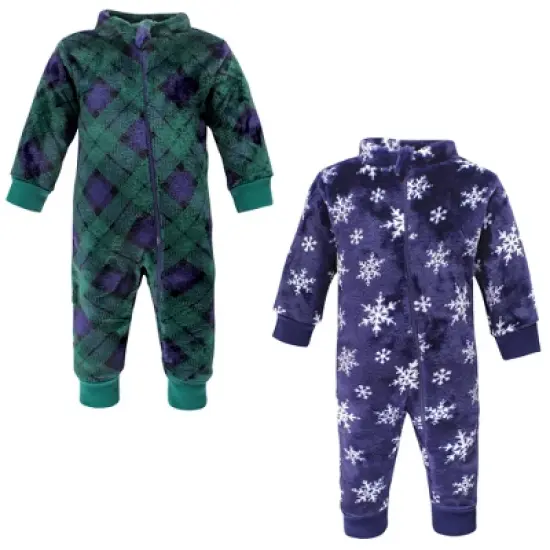 Hudson Baby Unisex Baby Plush Jumpsuits, Navy Snowflake image {4}