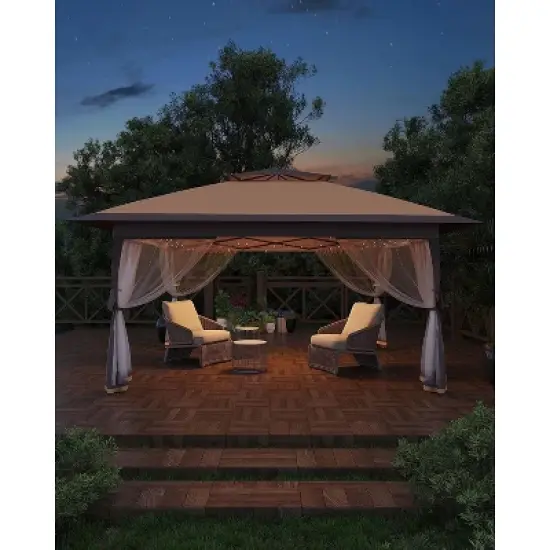Garvee 13 X 13FT Pop Up Gazebo, Patio Folding Canopy with Mosquito Netting - Backyard Tent for Party, Outdoor Dining, Patio, Backyard image {8}