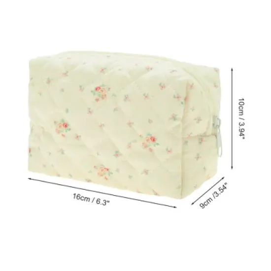 Unique Bargains Small Flower Makeup Bag Beige 1 Pc image {1}