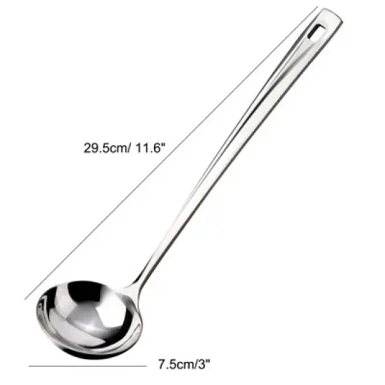 Unique Bargains Stainless Steel Ladle Kitchenware Spoons 11.6" Silver Tone 1 Pc image {5}
