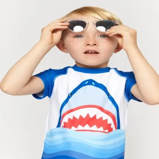 Andy & Evan Kids Boys 2-Piece Rashguard Swim Set White, Size 6 image {1}