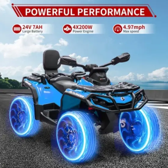 24V Kids Ride On Car, 2 Seater Licensed Can-Am Electric ATV Car for Kids, 4 Wheeler 4WD Ride On Electric Toy Car, Led, 3 Speeds image {1}