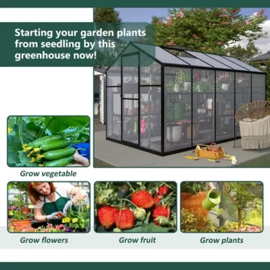Greenhouse for Outdoors, Walk In Greenhouse with Lockable Door, Ventilation Window and Aluminum Frame for Backyard Balcony Garden Sunroom image {7}