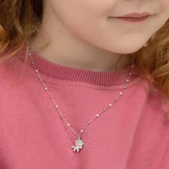 Girls' Pastel Enamel Unicorn Sterling Silver Necklace - In Season Jewelry image {2}