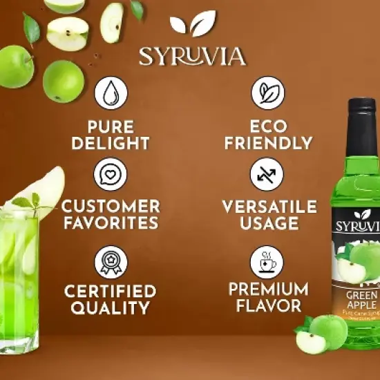 Syruvia Green Apple Syrup - 25.4 fl oz. Premium Flavoring Syrup For Coffee image {4}