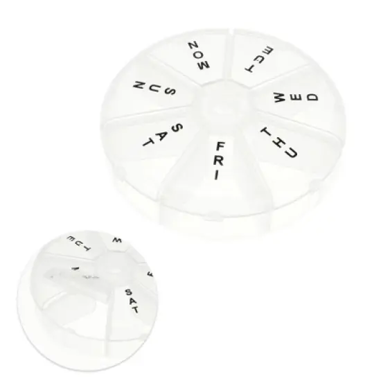 Unique Bargains 7 Grids Round Pill Box Clear 1 Pc image {2}