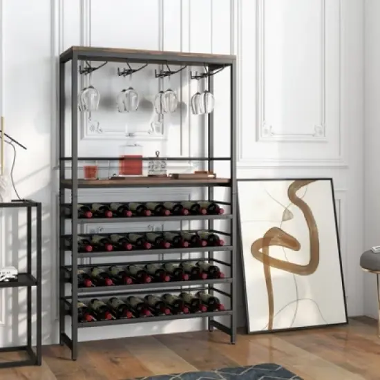 MOEPISY Freestanding Wine Rack with 4 Tier Wine Storage image {10}