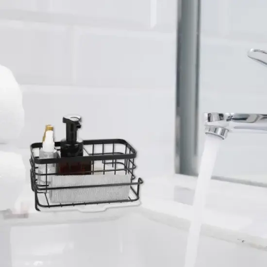 Unique Bargains Kitchen Storage Stainless Steel Sink Caddy 8.07"x5.9"x3.98" image {1}
