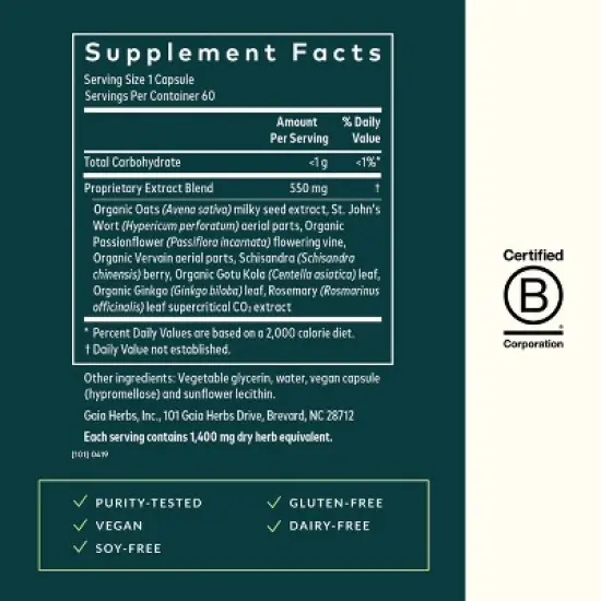 Gaia Herbs Emotional Balance - Stress Support Supplement to Help the Body Cope with Stress - 60 Vegan Liquid Phyto-Capsules image {1}