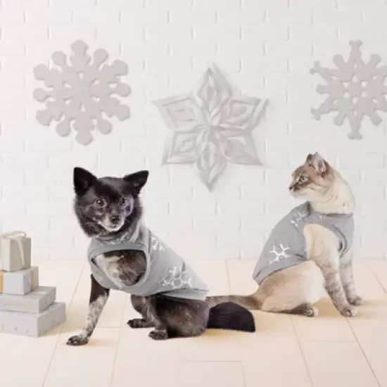 Holographic Snowflake Dog and Cat Jersey - Wondershop&trade; Heathered Gray image {3}