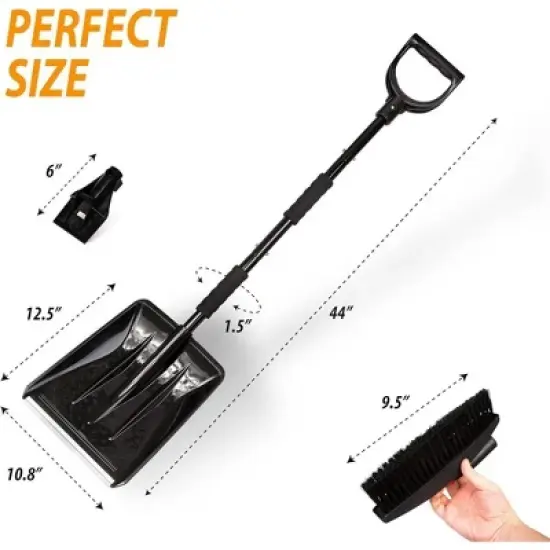 Zone Tech Car 3-in-1 Replaceable Heads Snow Shovel Kit  Portable Snow Removal Shovel, Ice Scraper, and Snow Shovel Car Set 2 Pack image {3}